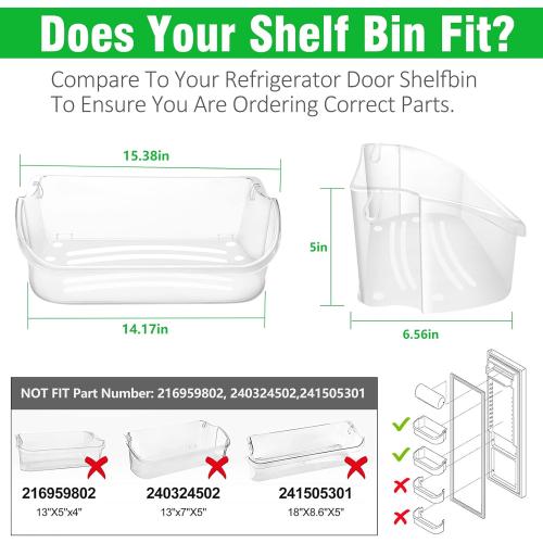2 Pack UPGRADE 240356402 Refrigerator Door Bin Replacement Part, Compatible Frigidaire Refrigerator Door Shelf LFSS2612TF0 FGUS2642LF2 LGUS2642LF1 LFSS2612TE0 AP2549958 FGHS2631PF4A Door Shelves