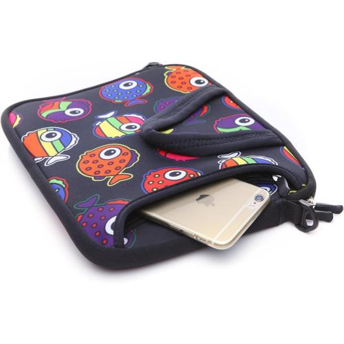 10-Inch Laptop Shoulder Sleeve Case and Tablet Bag for most 9.7 10 10.1 10.2 Ipad/Notebook/eBook/Readers (black red fish)