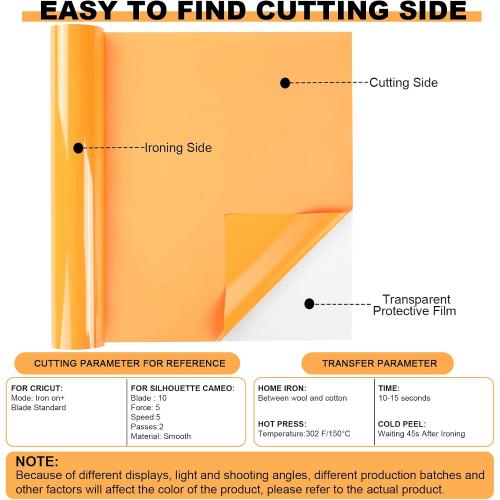CAREGY HTV 12 x 25ft Roll - Iron On Heat Transfer Vinyl (Orange Yellow)