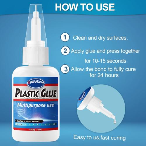 Super Glue for Plastic 30g, Strong Plastic Glue Heavy Duty | Waterproof Adhesive Reapir for Acrylic, PLA, Toys, Car, Acrylic, ABS, PVC, Tube, DIY Kits, Vinyl, Nylon