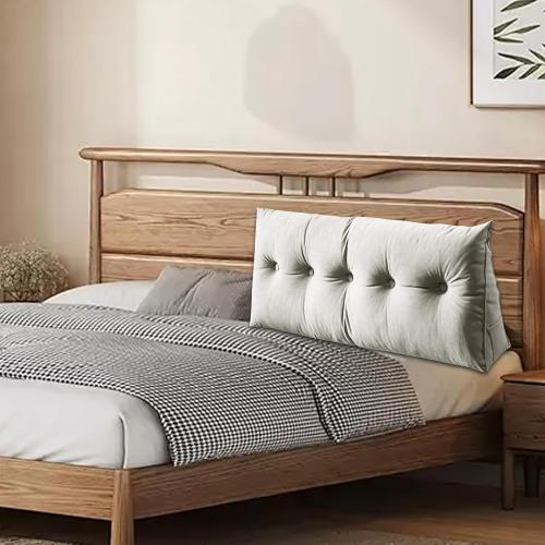 Grey Wedge Pillow Headboard – Backrest Cushion, Reading and Sitting Pillow for Comfort, Ergonomic with Supportive Design, Ideal for Sleeping, Working, Travel, Bedroom, Living Room