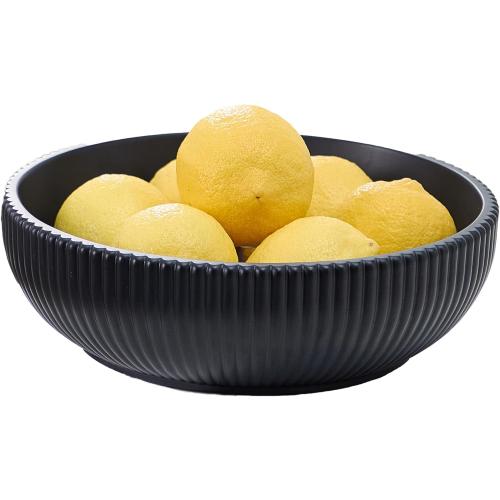 Aotea Crafts - Concrete Black Fruit Bowl for Kitchen Counter - Decorative Modern Industrial, Minimalist Fruit & Centerpiece Bowl - Sealed & Durable - Handcrafted -10 inch