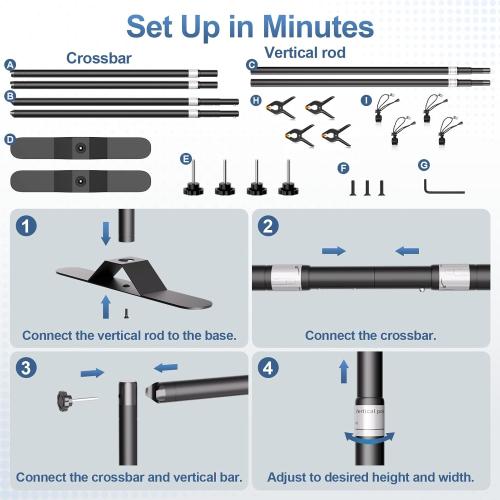 10 x 8FT Backdrop Banner Stand, Heavy Duty Adjustable Photo Background Support Frame Kit, Step and Repeat Stand for Photo Booth, Parties, Exhibition, Trade Show, Wedding