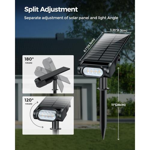 RGB Christmas Solar Spot Lights Outdoor, 12 RGB Color Modes Landscape Light Waterproof IP67 with Remote Control, 2-in-1 Color Changing RGB/Cool/Warm White for Yard Garden Garden (6 Pack)