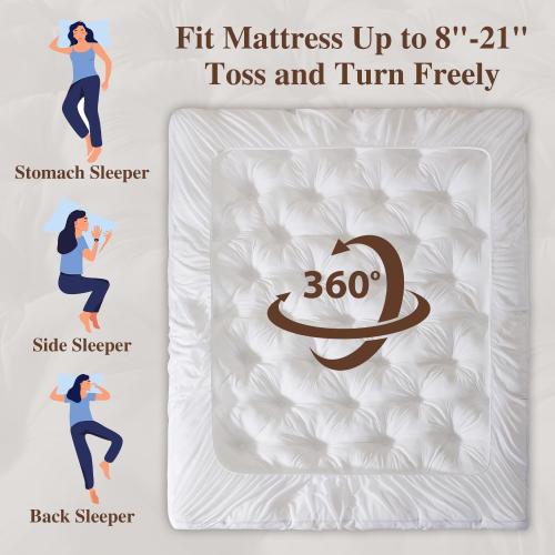 WhatsBedding 5 Inch Memory Foam Mattress Topper (Queen, 60x80),Deep Pocket | 2000GSM Fluffy Shredded Memory Foam Filled, Extra Soft Pillow Top for Back Pain Relief, Thick & Supportive Bed Topper