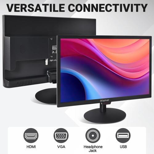 19 Inch HD (1440 x 900) PC Monitor, Computer Monitor with HDMI VGA AV BNC USB Ports, 60Hz, 5Ms, VESA, Build-in Speakers, LED Display for Laptops and Desktops Office Home
