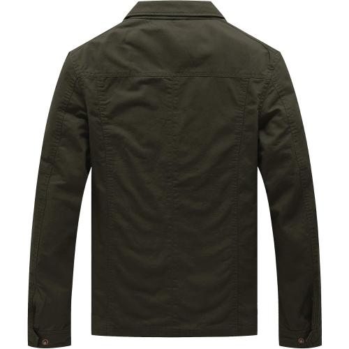 Size M WenVen Men's Casual Canvas Cotton Military Lapel Jacket