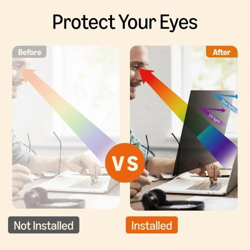 Amazon Basics Privacy Screen Filter-14 Inch 16:9 for Widescreen Laptop, Anti-Spy, High Clarity, UV Protection, Eye Protection, Anti Glare & Blue Light Filter, Anti-Scratch (14 16:9, 12.2x6.87)