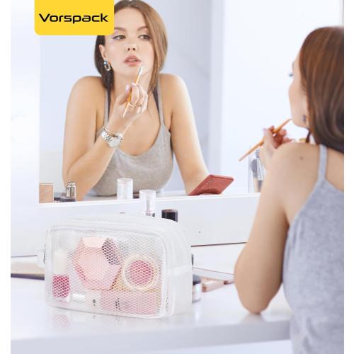 Vorspack Small Travel Toiletry Bag - Translucent Toiletry Bag for Women Hanging Toiletries Bag for Men Water Resistant Travel Bag for Toiletries Accessories - White