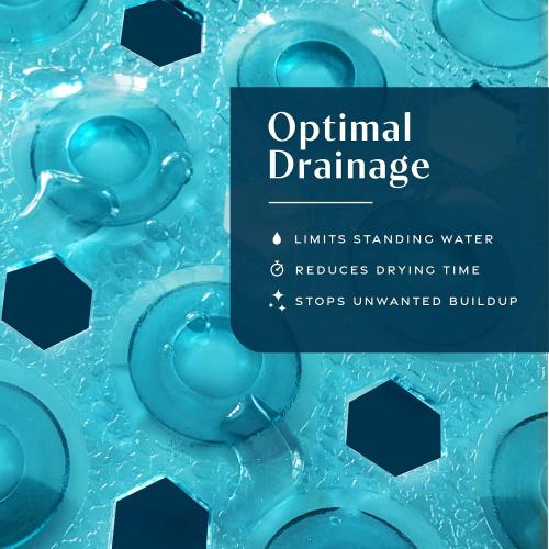 SlipX Solutions 39x16 Power Grip Non Slip Bathtub Shower Mat, Aqua | Stronger Wet Surface Protection, Soft Under Foot, 265  Suction Cups, Large Drainage Holes
