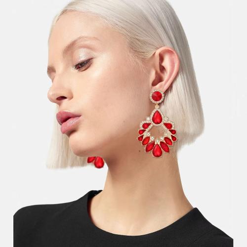 Fashion Rhinestone Statement Drop Dangle Earrings Large Colorful Crystal Chandelier Earrings for Women Bridal Wedding Party Prom