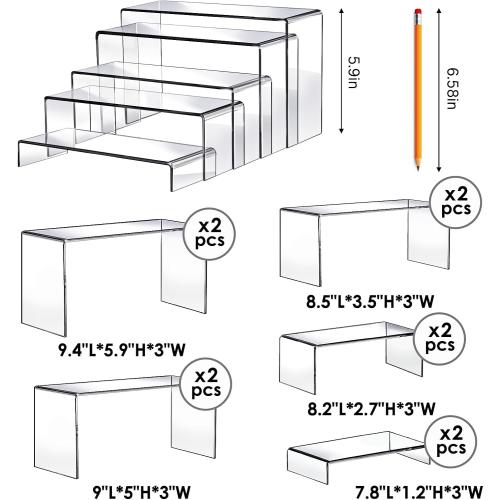 Size Large 10pcs 2 Set Acrylic Risers for Display Clear Perfume Organizer Stands Acrylic Display Risers for Show Figures, Cupcake, Jewelry, Toys, Perfume and More (Large Size)