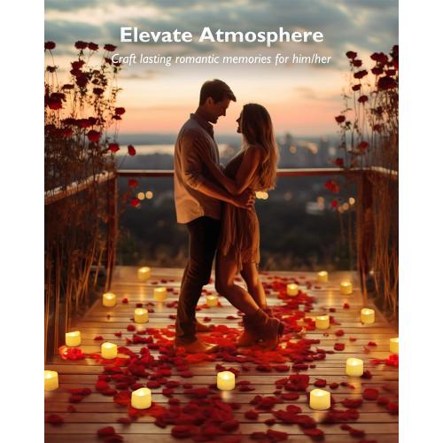 Homemory 12Pcs Flickering Flameless Candle Battery Operated, 200 Hours Fake Electric LED Tea Lights for Votive, Centerpiece Table Decorations, Wedding, Aniversary, Halloween, Christmas