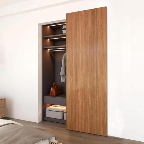 JUBEST 32 Concealed Barn Door Hardware Kit with Soft Close Mechanism, Wall Mounted Invisible Sliding Door Track for Opening Width 24 to 28, Hidden Barn Door Hardware Kit, Door Needs Groove