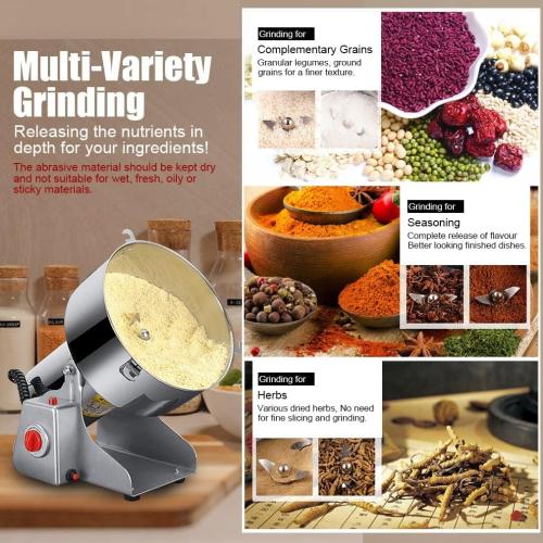 Electric Grain Grinder Mill 1000g High-speed Spice Herb Mill Commercial Powder Machine for Dry Cereals Grain Herb Spice Coffee Corn Bean (1000g Stand Type)