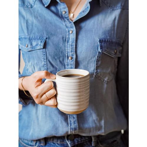 LE TAUCI Coffee Mugs 12 oz, Ceramic Coffee Cups for Latte, Hot Tea, Cappuccino, Mocha, Cocoa, Housewarming Wedding Present Mug Set - Set of 4, Arctic White