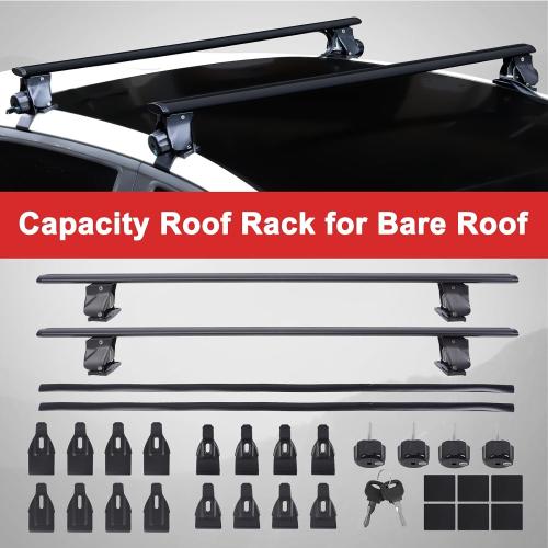51 Universal Car Roof Rack Cross Bars, Capacity Roof Rack for Bare Roof, with 4 Kinds Clamp