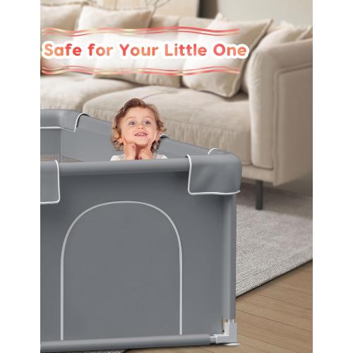 Baby Playpen Baby Play Pen for Babies and Toddlers Safe Anti-Fall Baby Play Yards Indoor & Outdoor Sturdy Safety Baby Activity Center with Soft Breathable Mesh Baby Fence 50×50 Inch
