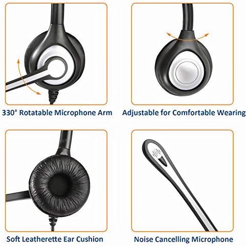Wantek Cisco Phone Headset with Microphone Noise Cancelling, RJ9 Telephone Headsets Compatible with Cisco Office Phones 7940 7942 7945 7960 7962 7965 7811 7821 8811 8841 8845 8851 Plantronics M12 M22