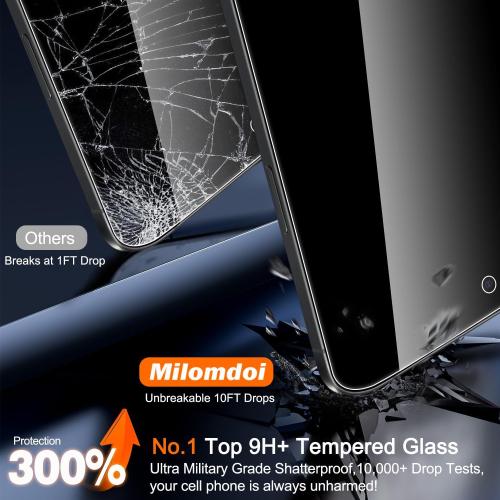 Milomdoi 3 Pack Privacy Screen Protector for iPhone Air [Phone Case Friendly for 17 Air] Accessories Private Film, 3 Pacs Tempered Glass Camera Lens Protector, with Mounting Frame for Apple Anti Spy