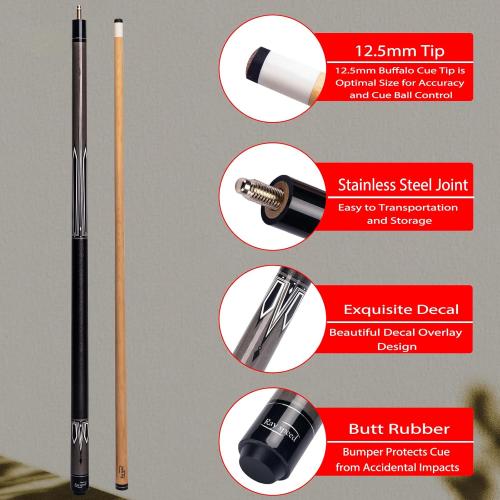 Pool Cue Stick Low Deflection Shaft Billiard Cue Stick with Hard Case 19-20 oz Professional Pool Stick (Missing PCs)