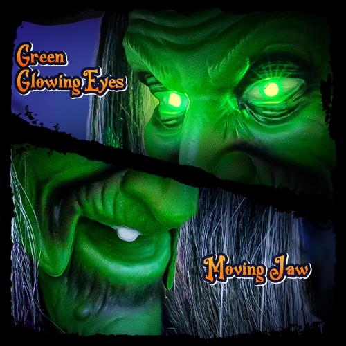 Size 12ft Halloween Decorations Outdoor - 12 Ft Animated Hovering Witch Animatronics Prop with Sound & Touch Activated Sensor - Spooky Scary Decor for Home Outside Garden Yard Lawn