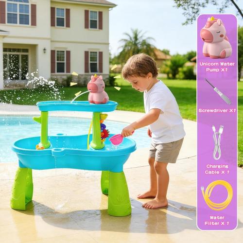weirtoya Water Table Pump for Toddlers, Unicorn Toys Battery Powered Pump for Water Table Cordless Work Splash Toys Kids Toddler Summer Outddor Toys ‼️used‼️