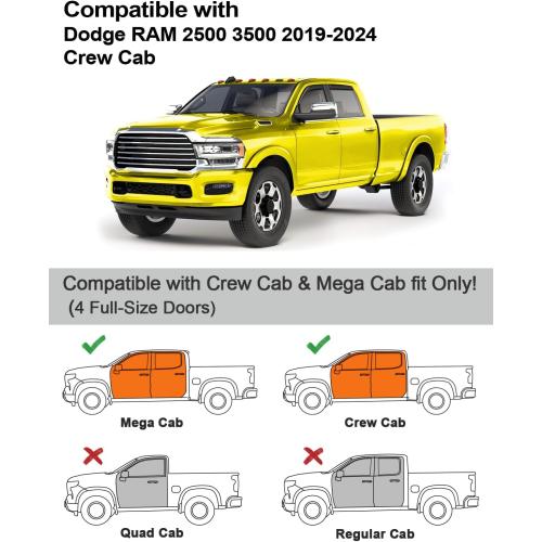 in-Channel Window Rain Guards Fit for Truck Dodge RAM 2500 3500 2019 2020 2021 2022 2023 2024 2025 Crew Cab Extra Durable Window Deflectors Vent Visors Shades Exterior Car Accessories