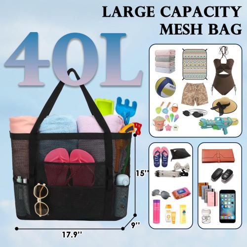 Fammart Large Mesh Beach Bag for Women, Oversized Beach tote Swim Pool Bag