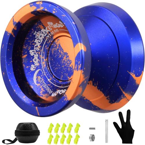 WATIEOBOO yoyo R8 Responsive yoyo for Beginners, Professional Unresponsive Yo yo for Adults Pro Metal Trick Yo-yo with Yo Yo Bearing Kit 10 Strings, Case & Gloves