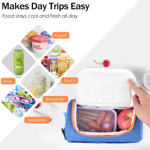 Genteen Small Cooler Bag with Ice Pack,Insulated Lunch & Snack Tote