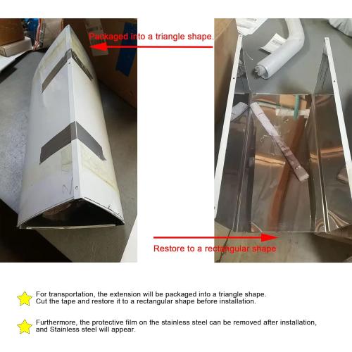 Wall Mount Range Hood Cover Extension Retractable Adjustable Kitchen Fan Chimney Vent Extender Duct Stainless Steel Upper and Lower 8 1/4(W) x6. 7(D) x 31 1/2~63(H)