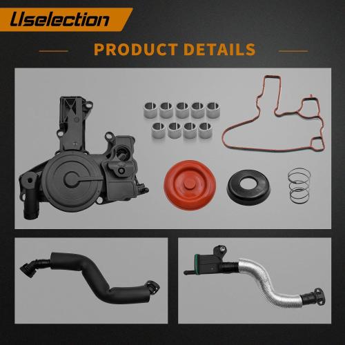 06H103495AB PCV Valve Engine Crankcase Vent Oil Separator Breather Hose 3-Piece Compatible for Audi A3 A4 A5 Q5 TT VW Beetle CC Jetta Passat Tiguan 1.8 2.0 TSI 06H103495B 06H103495A 06H103495AH
