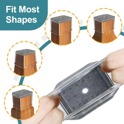 24 Pcs Chair Leg Floor Protectors Rectangle, Silicone Felt Furniture Leg Pads Caps Covers for Hardwood Floors (Fit Perimeter 5 to 5‑7/8)