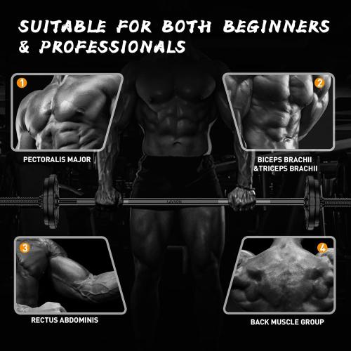 55 Weight Lifting Bar, 1 Standard Straight Barbell Bars for Weight lifting, Olympic Barbell Bar for Bench Press/Hip Thrusts/Squats/Lunges for Gym and Home, 2 Star Star-nuts (480lb Weight Capacity)