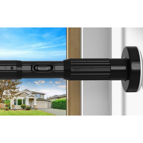 Black Tension Curtain Rod 41-126 In(4-10Ft), Long Curtain Rod No Drilling for Window or Bathroom,Outdoor Tension Rods for Patio, Heavy Duty Shower Rod,Rod Diameter 1.26In-One-bond stretching