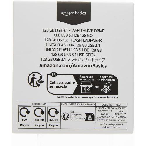 Amazon Basics 128 GB Ultra Fast USB 3.1 Flash Drive, Black