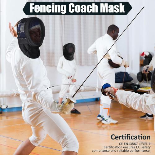 Fencing Coach Mask Mental Fencing Protective Gear Comfortable Safe Helmet for Training Sword Sparring Coaches, Black