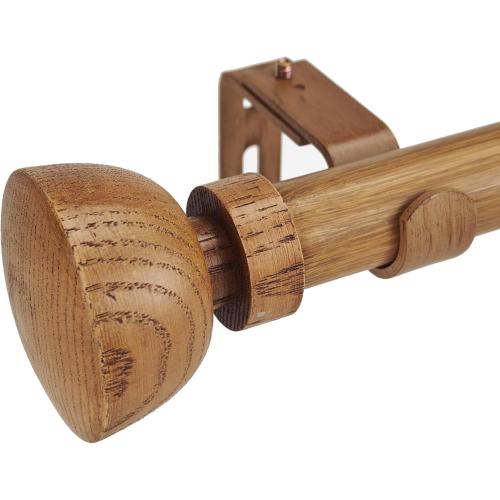 Faux Wood Style Curtain Rod Set with Wood Grain Round Finial, 36-72 inch, Standard Single Drapery Rod for 1 Pack, 1 inch diameter, Adjustable Length