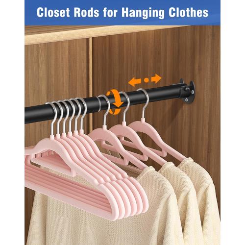 FIRJOY Closet Rods for Hanging Clothes - Heavy Duty, Length Adjustable (Black, 66.5 - 76)