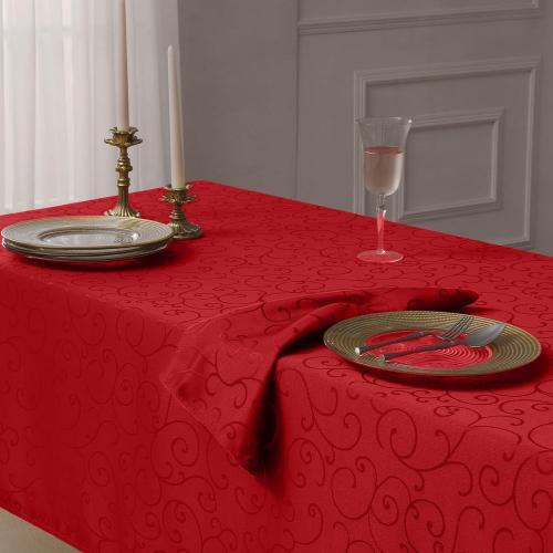 Romanstile Red Christmas Jacquard Rectangle Tablecloth, 60 x 84 Inch