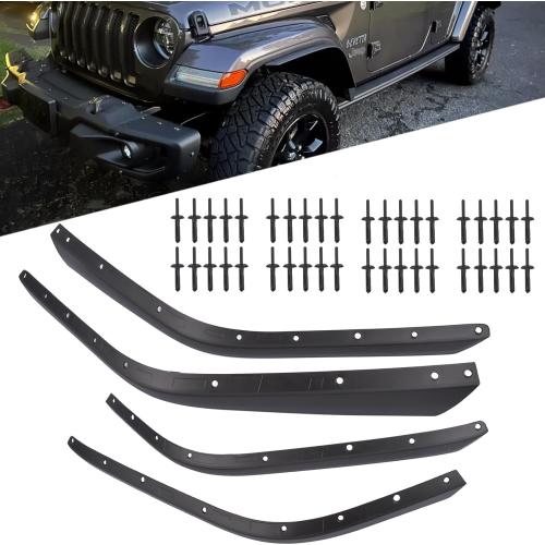 Front & Rear Fender Flares Extension Set Replacement for 2018-2024 Jeep Wrangler JL JLU Rubicon High Clearance Wheel Fender Flares, Not fit 4XE