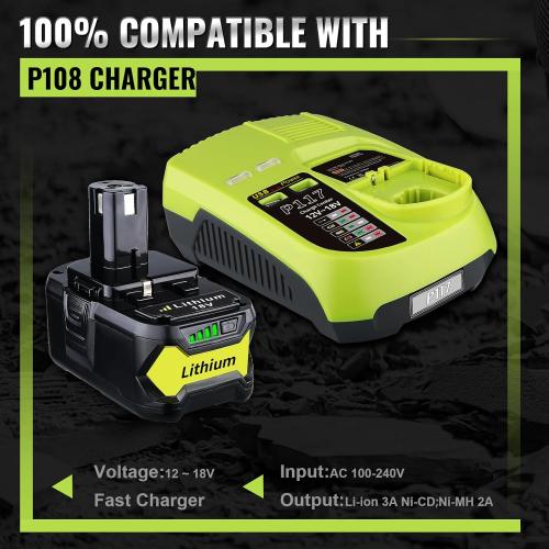 VINIDA 2Pack 18V 7.0Ah Replacement for Ryobi 18V Battery Lithium P104 P105 P102 P103 P107 P109 P108 Compatible with Ryobi Battery Power Tools and Charger