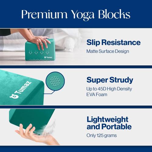 Tumaz Non-Slip Yoga Blocks，High-Density EVA Foam 2 Pack for Yoga & Pilates