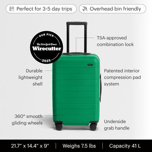 Away The Carry-On Luggage, 22-inch Lightweight Hardside Spinner Suitcase | Durable & Lightweight, Premium 360° Spinner Wheels, Compression System, TSA-Approved Lock, Amazon Exclusive Palm Green