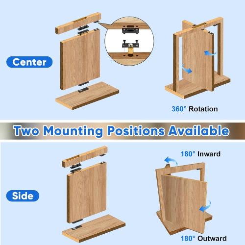 2 Pcs Stainless Steel Hidden Door Hinge, Pivot Hinge, Up to 570Lbs Load-Bearing, Hidden Door Bookcase Hinge, Heavy Duty Swinging Door Hinge 360° Rotation for Secret Door or Concealed Door