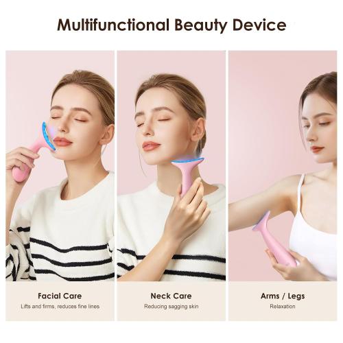 Color Pink Facial and Neck Massager for Face, Neck - Skin Lifting & Firming - Wrinkle & Dark Circle Reducer - at Home Skin Care Face Sculpting Tool and Neck Massager-Pink