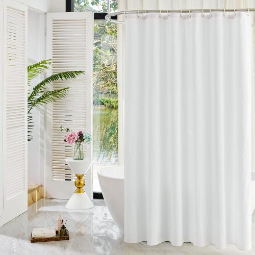 YISURE 100% Cotton Shower Curtains White, Luxury Fabric Curtain for Bathroom or Hotel, 72x72