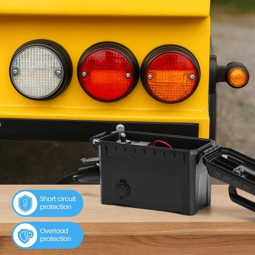Trailer Light & Electric Brake Tester with 12V 10Ah Battery, Tests 7-Spade, 6-Round and 4/5-Flat Pin Type Trailer Harnesses, Upgrade Wireless Remote Control, IP68 Waterproof Case