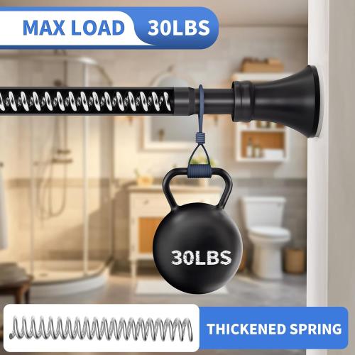 YNL Matte Black Shower Curtain Rod 36-84 Inch(3-7ft), No Slip No Drill Stainless Steel Spring Tension Curtain Rod, No Rust Shower Rod Adjustable For Bathroom Window Bedroom